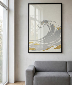 Golden Wave – Minimalistische Ozean Kunst