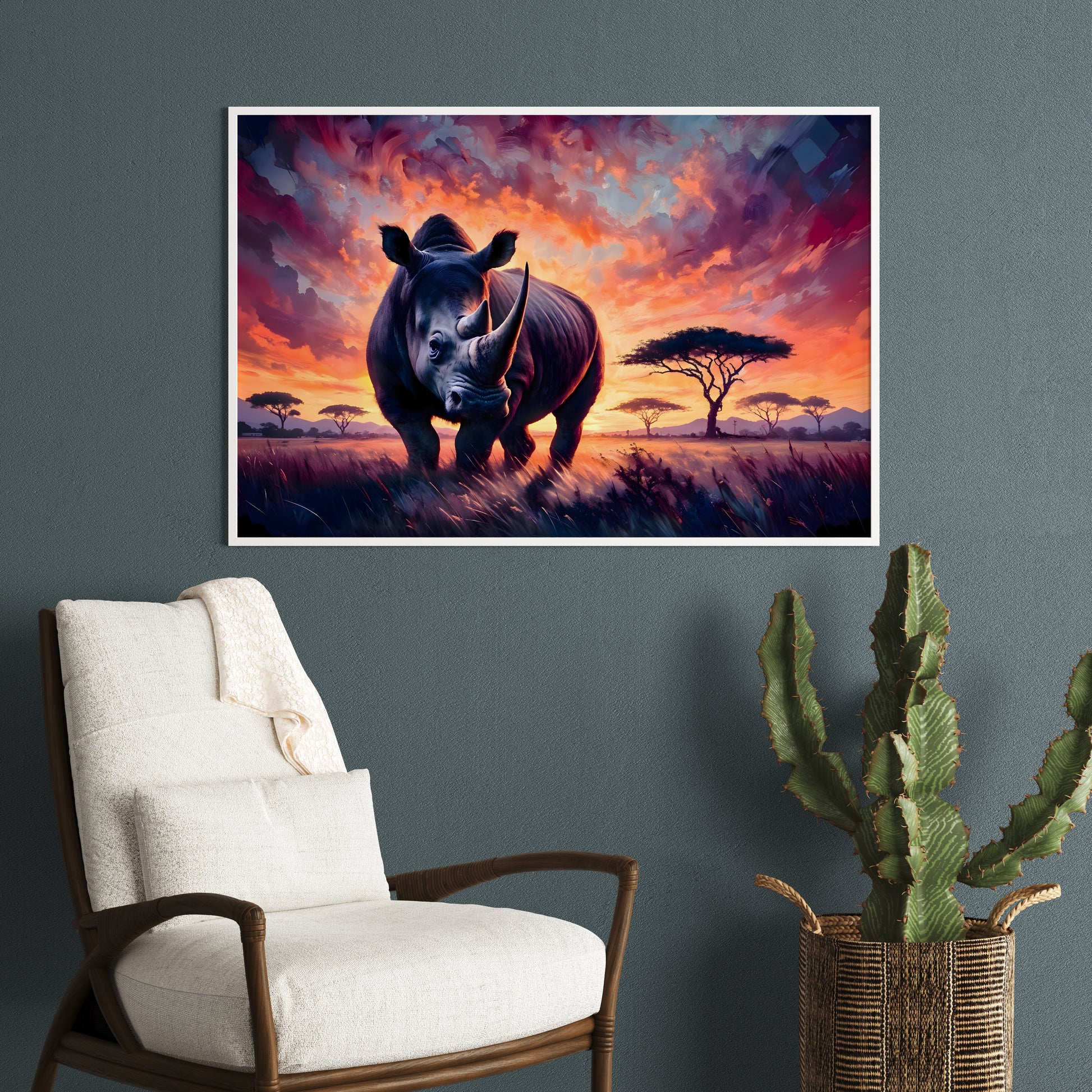 Majestic Rhino at Sunset