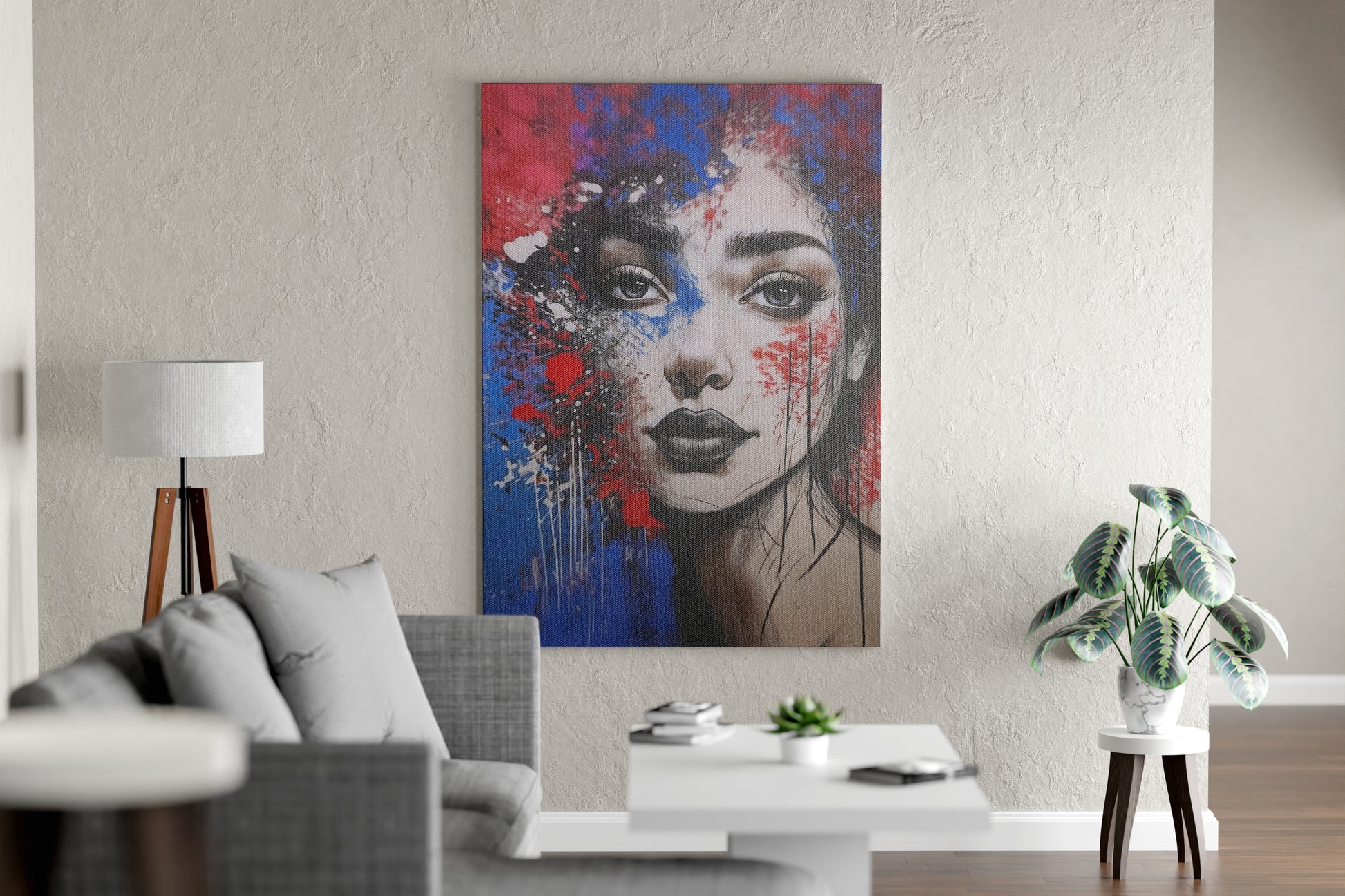 A Blend of Photography and Abstract Painting Red & Blue