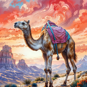 Camel at Sunset, A Desert Voyage