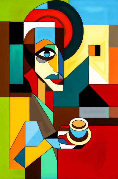 Cubist Coffee Portrait