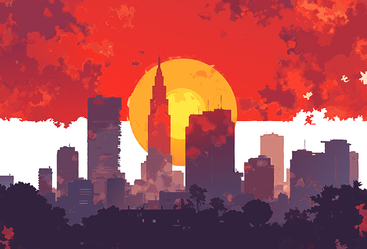 Indonesia Sunset Metropolis