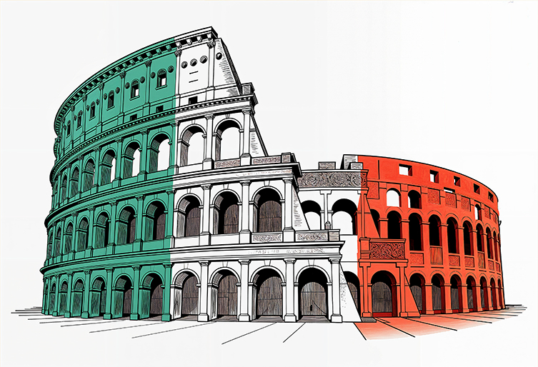 Italy - Colosseum in Tricolor