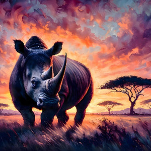 Majestic Rhino at Sunset