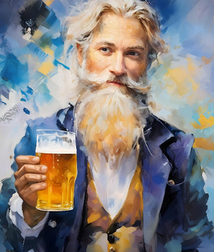 Applausi gentiluomo barbuto con birra